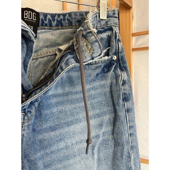 BDG Blue Denim Jeans Womens 28 Drawstring Straight Pants Urban Outfitters - Picture 6 of 7